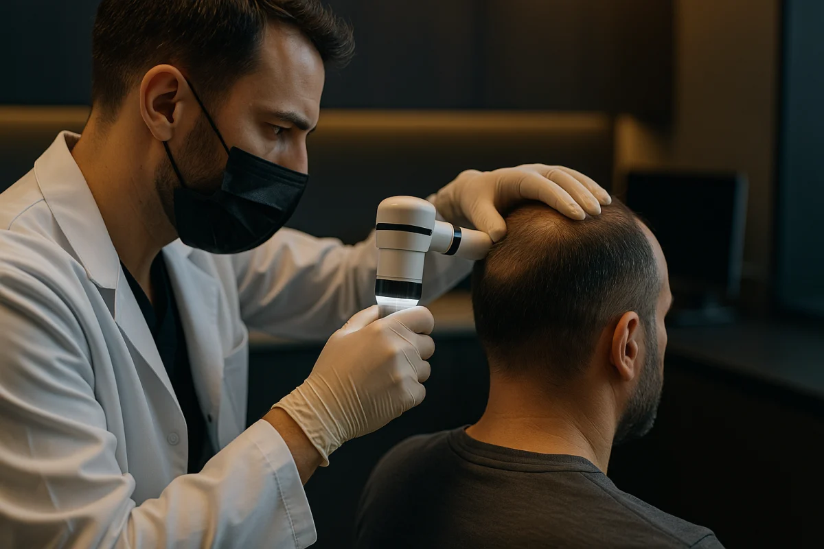 Trichoscopy scalp assessment before transplant