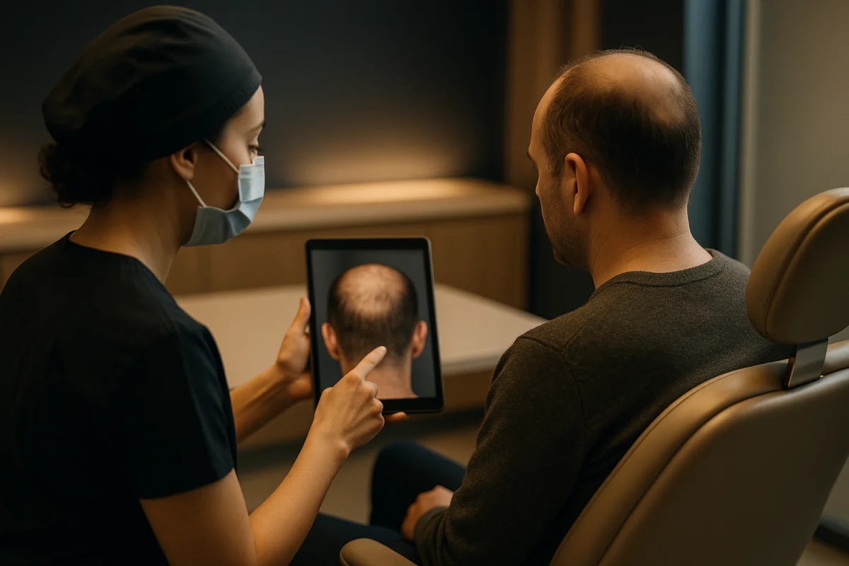 Hair transplant scalp assessment consultation