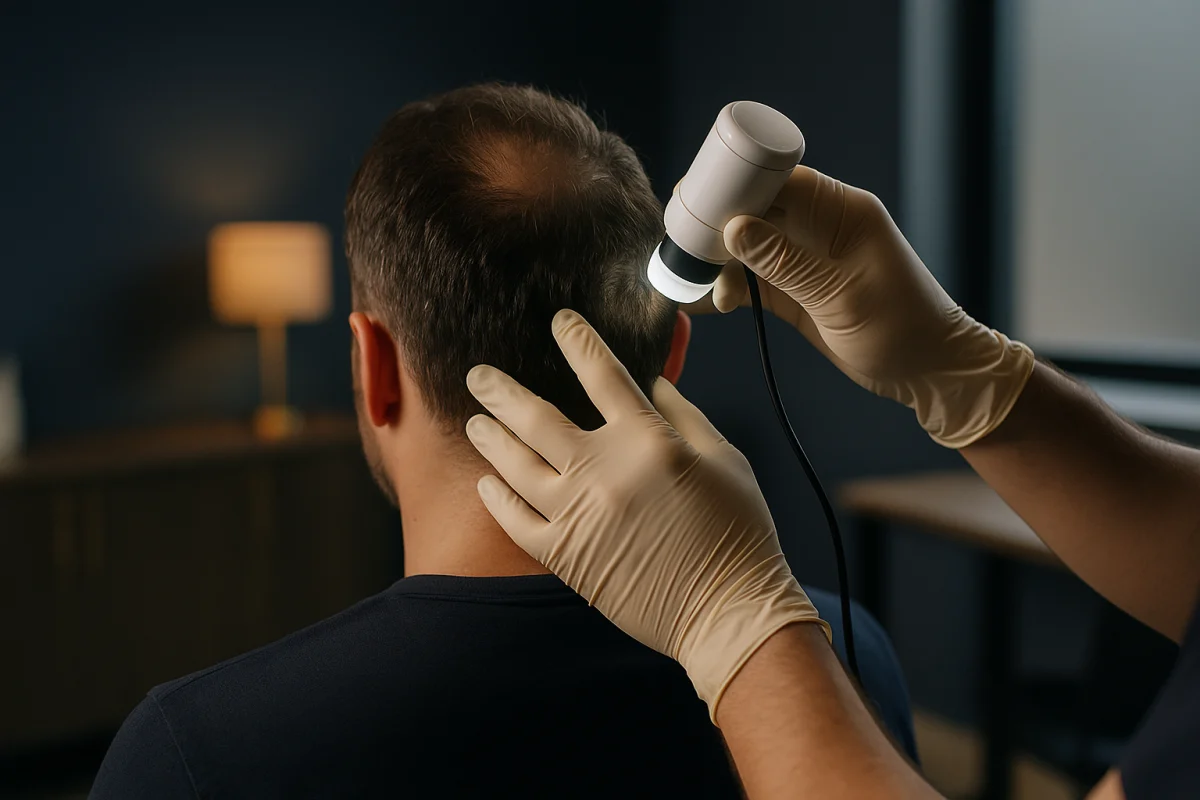 Clinical scalp assessment before hair transplant