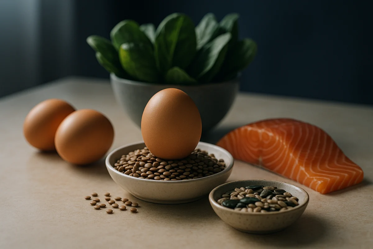 Balanced foods supporting healthy hair growth