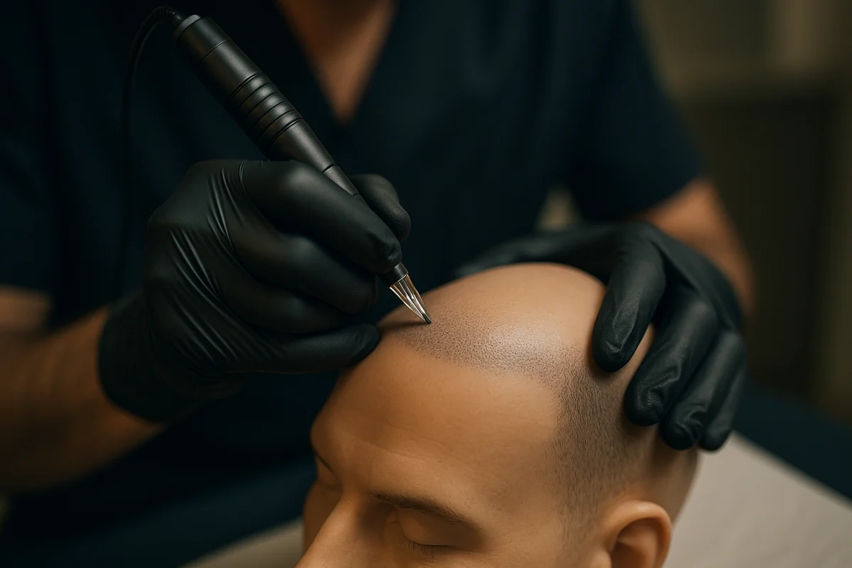 Scalp pigmentation technique near hairline