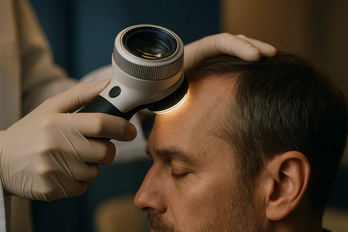 Trichoscopy examination of temple hair