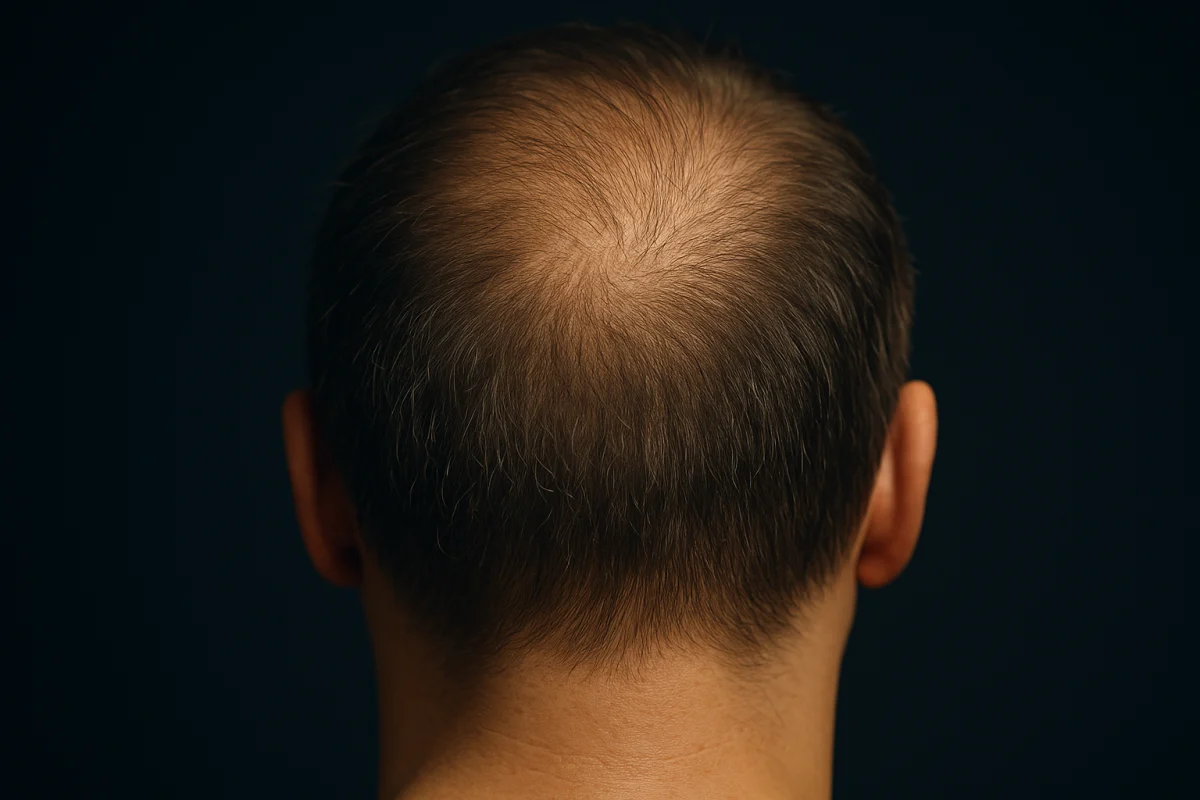 Natural crown whorl with diffuse thinning
