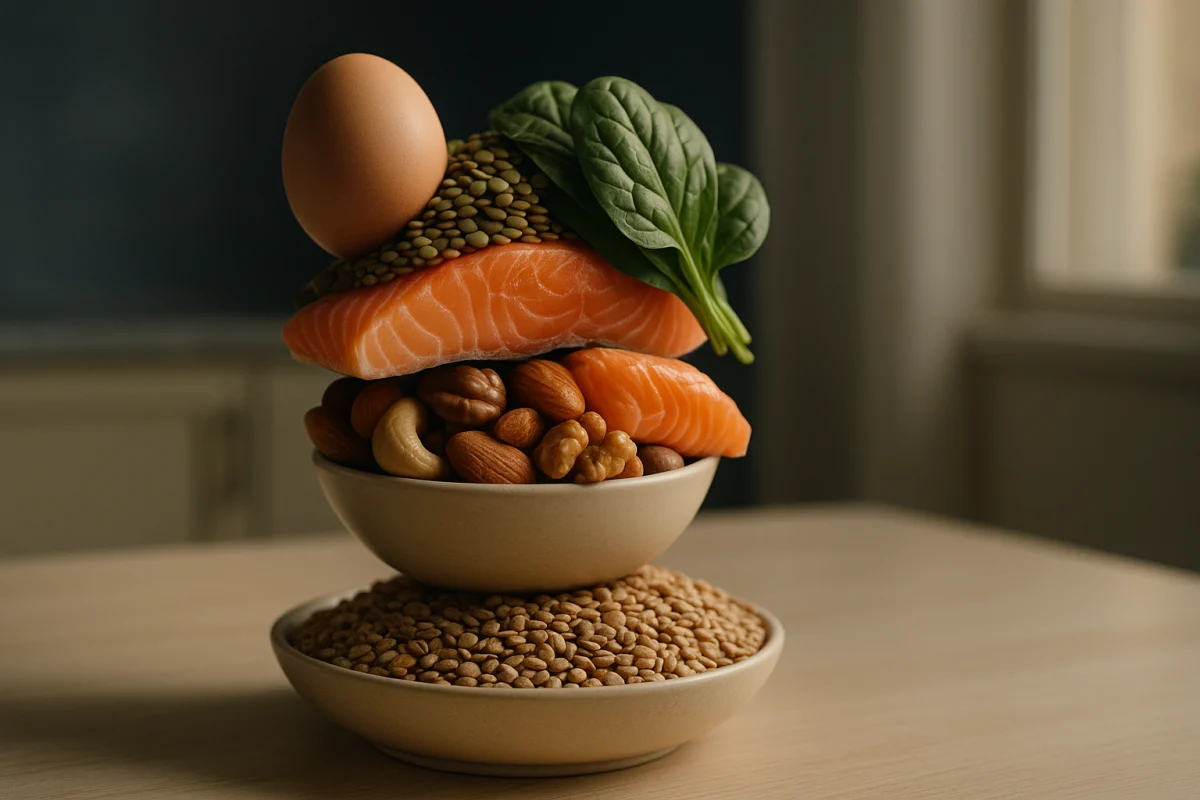 Balanced foods supporting healthy hair nutrition