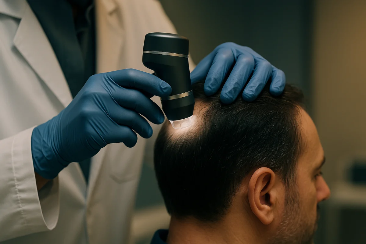 Trichoscopic scalp assessment before hair transplant