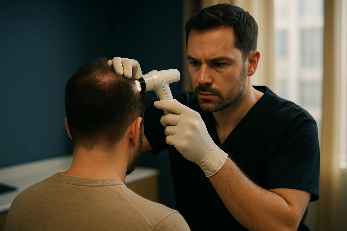 Clinical scalp review after hair transplant