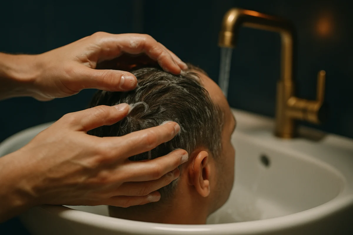 Gentle scalp cleansing before surgery