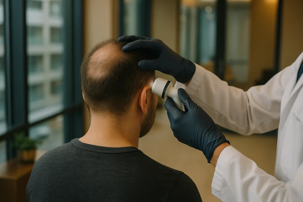 White Waxy Scalp Buildup Before Hair Transplant Surgery
