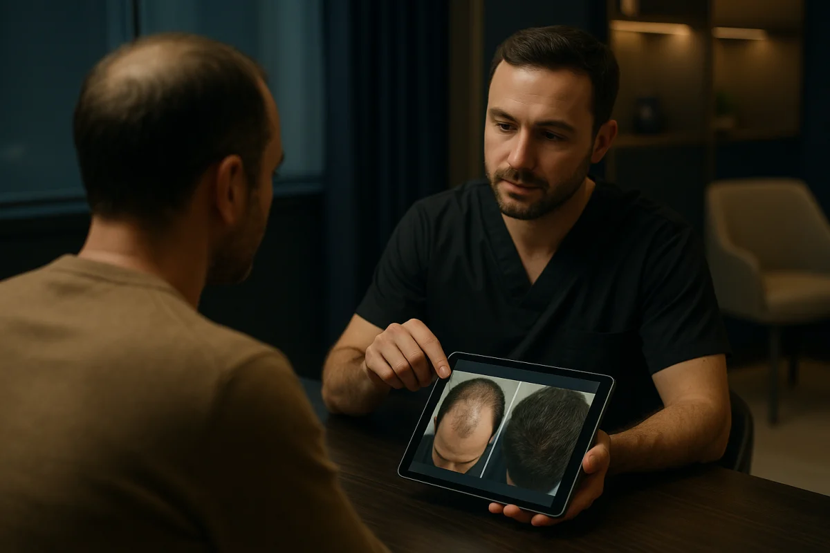 Hair restoration consultation before treatment
