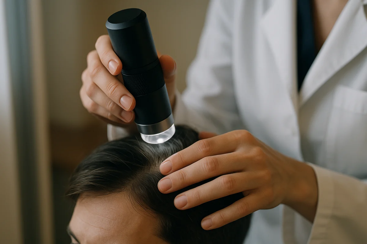 Trichoscopy examination of scalp hair