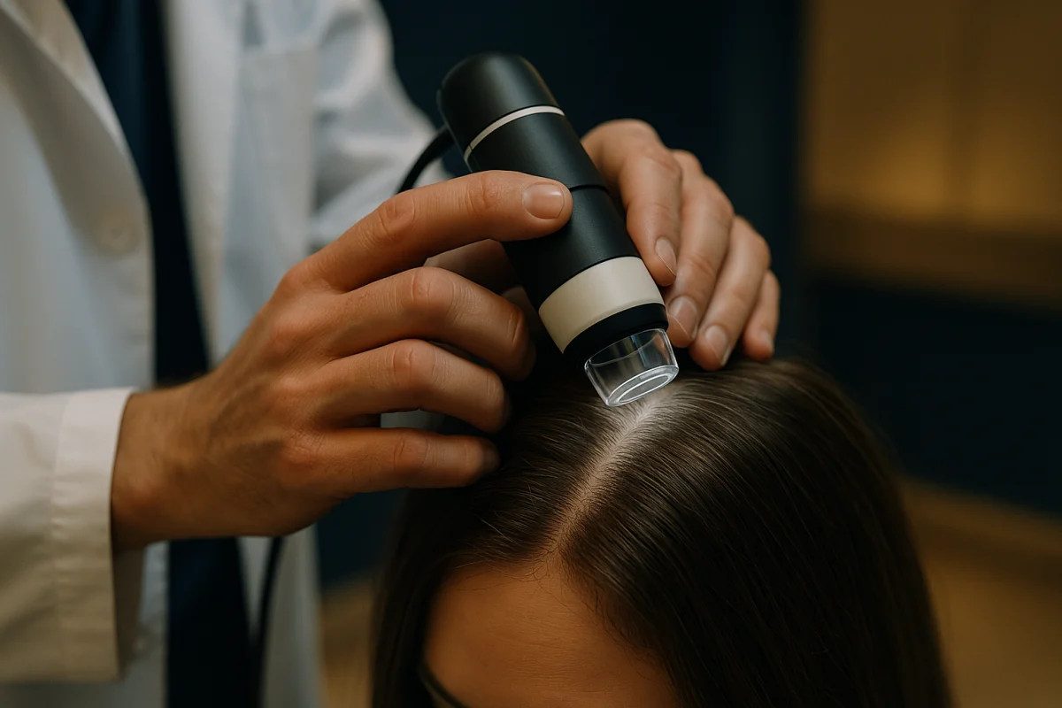 Trichoscopic assessment of a widening hair part