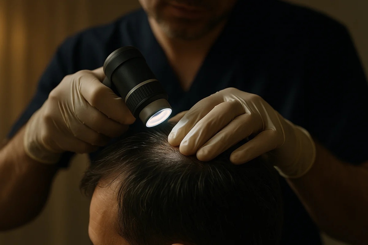 Trichoscopic scalp assessment before transplant planning