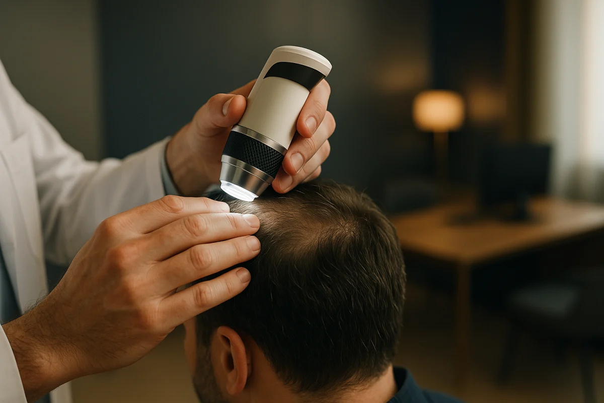 Trichoscopy assessment of scalp and hair follicles