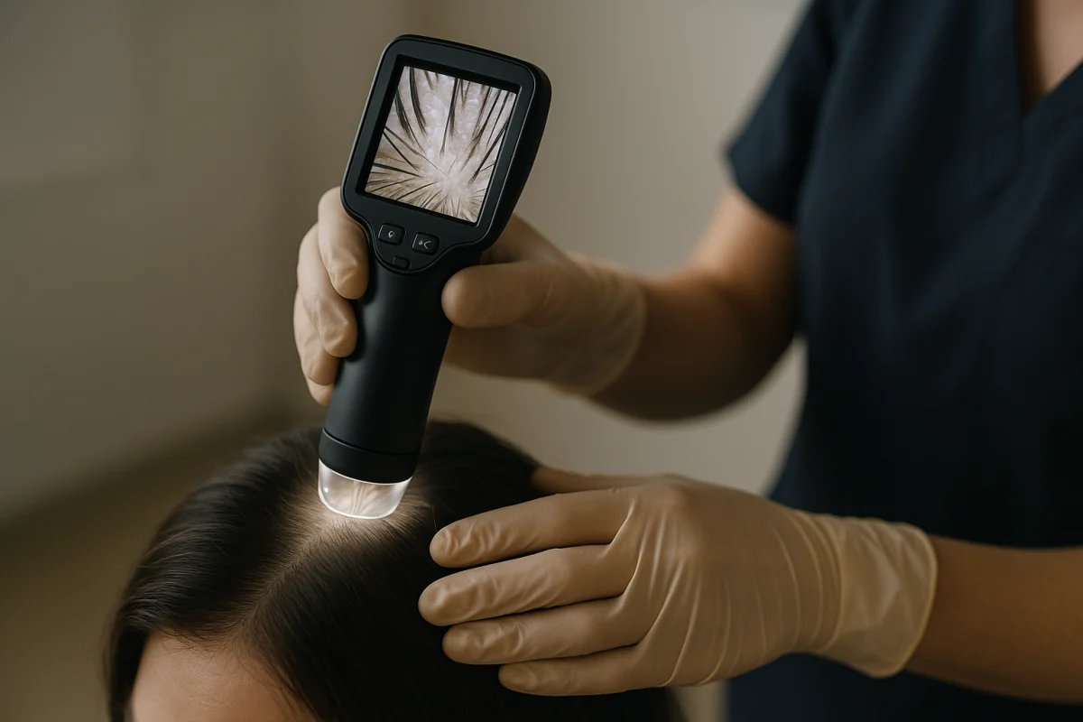Trichoscopy examination of scalp follicles