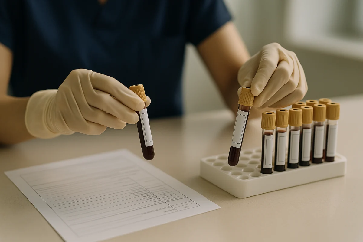 Blood samples prepared for hair loss tests