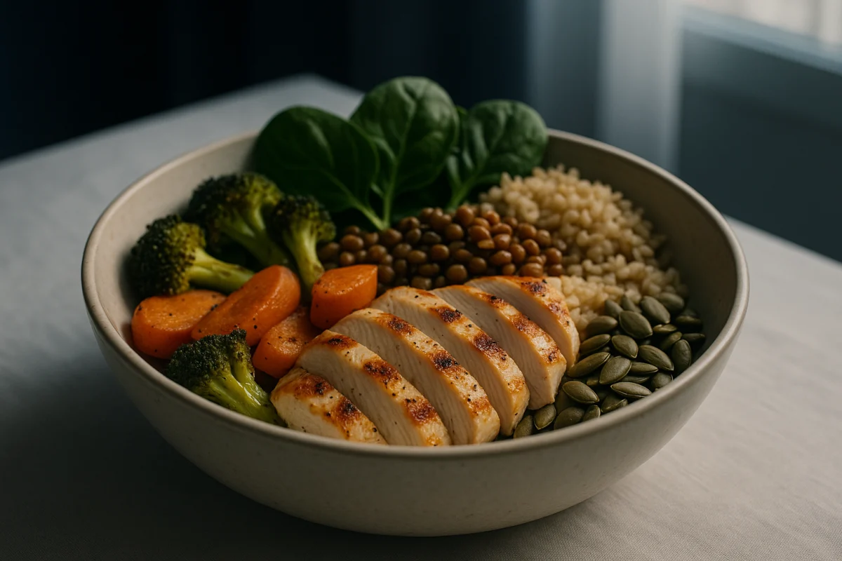 Balanced protein meal with chicken and lentils