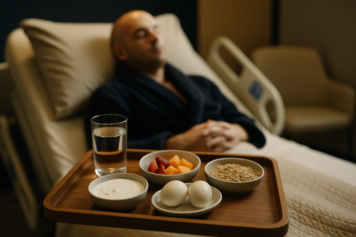 Nutritious breakfast during hair transplant recovery