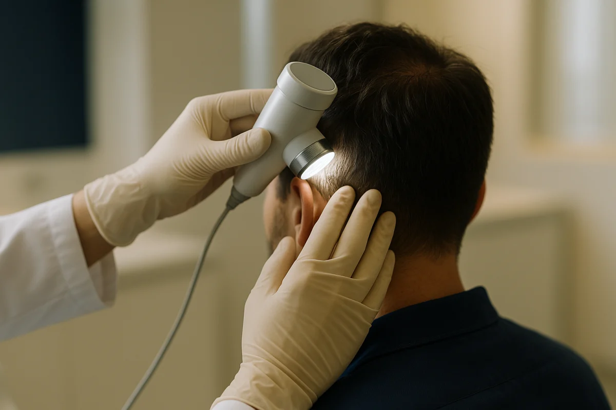 Trichoscopic scalp assessment before transplant planning