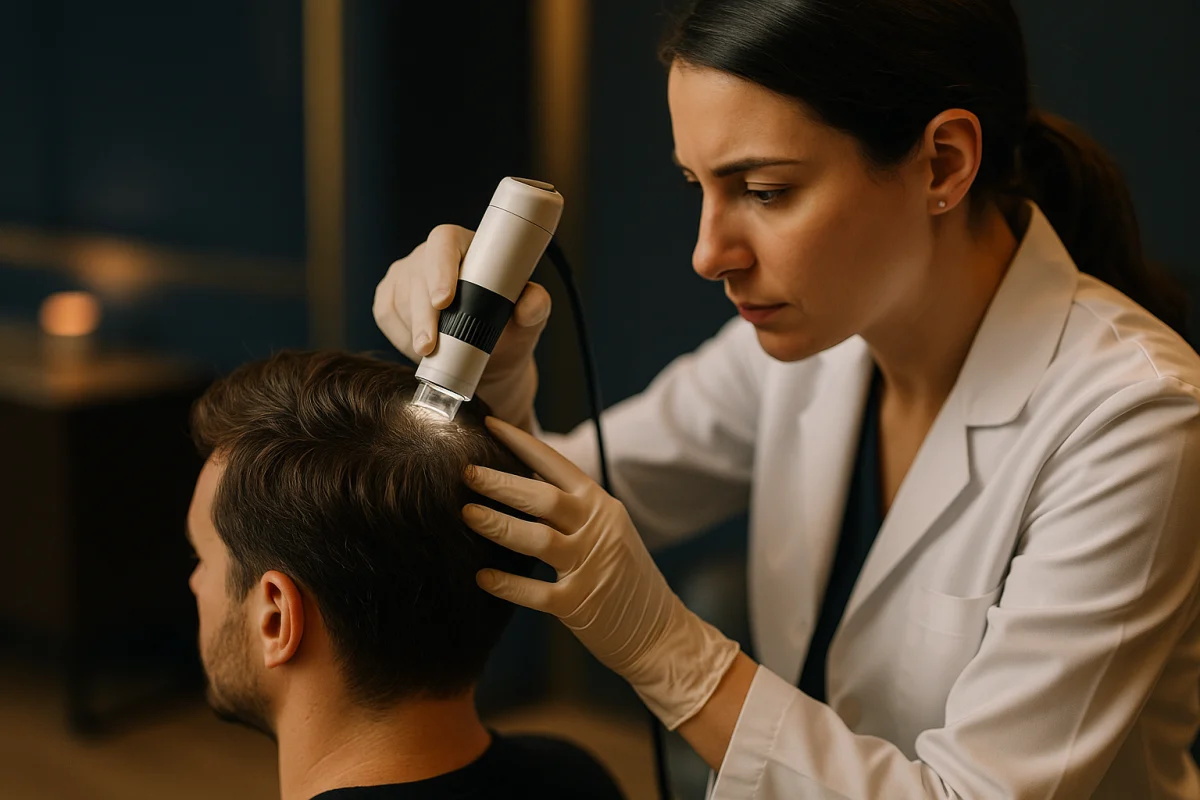 Trichoscopic scalp assessment before transplant planning