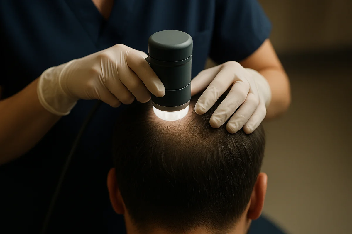 Trichoscopy assessment of thinning crown hair