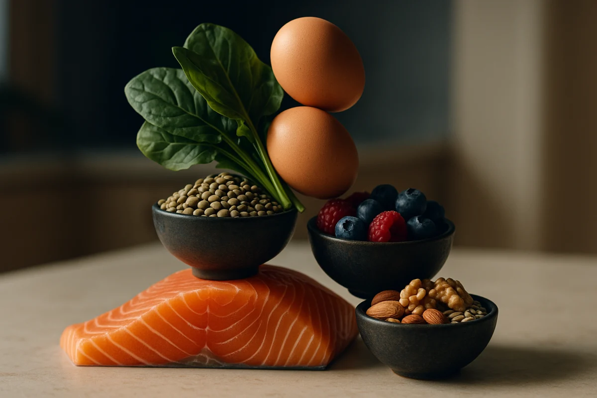 Balanced foods supporting normal hair health