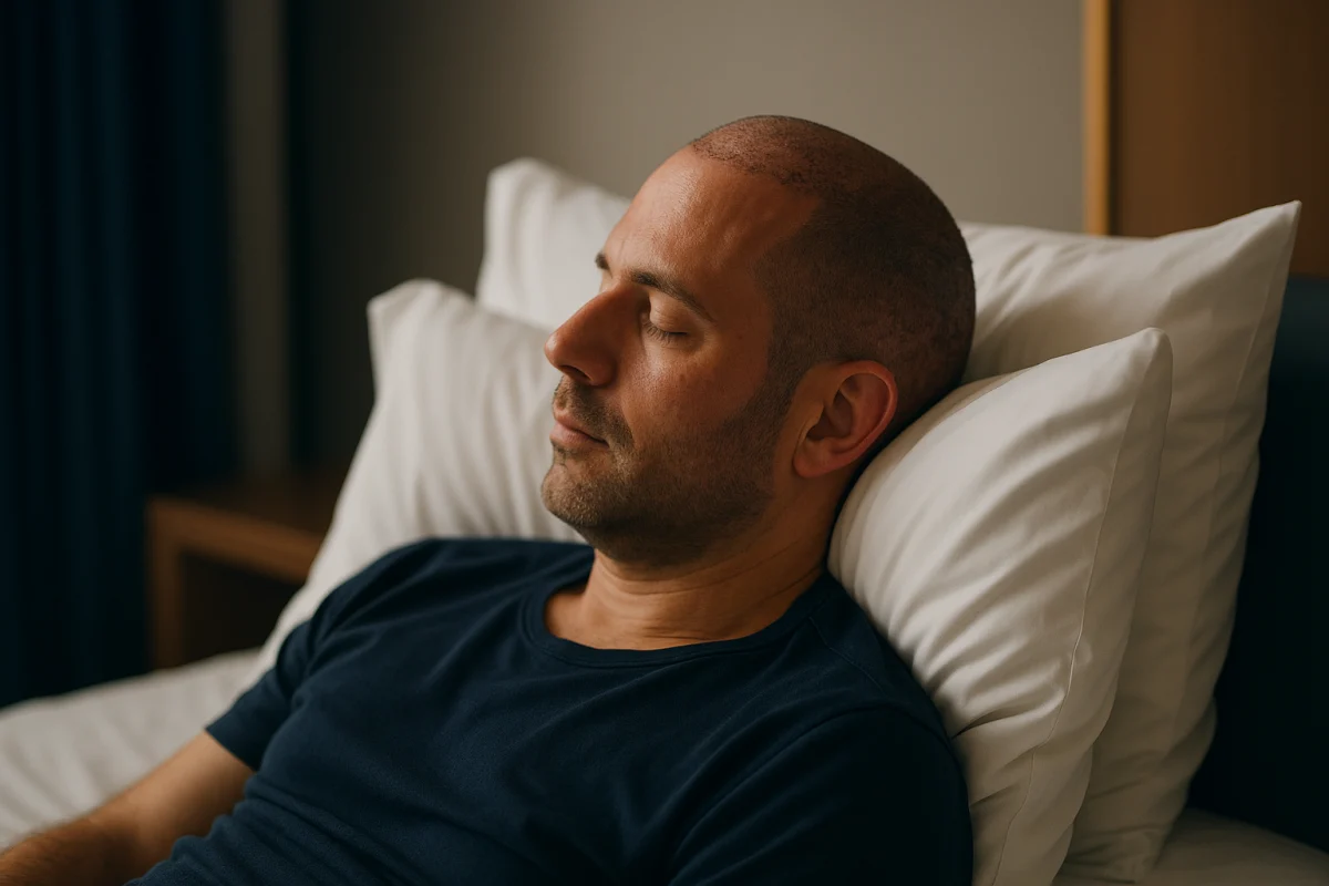 Resting position after hair transplantation