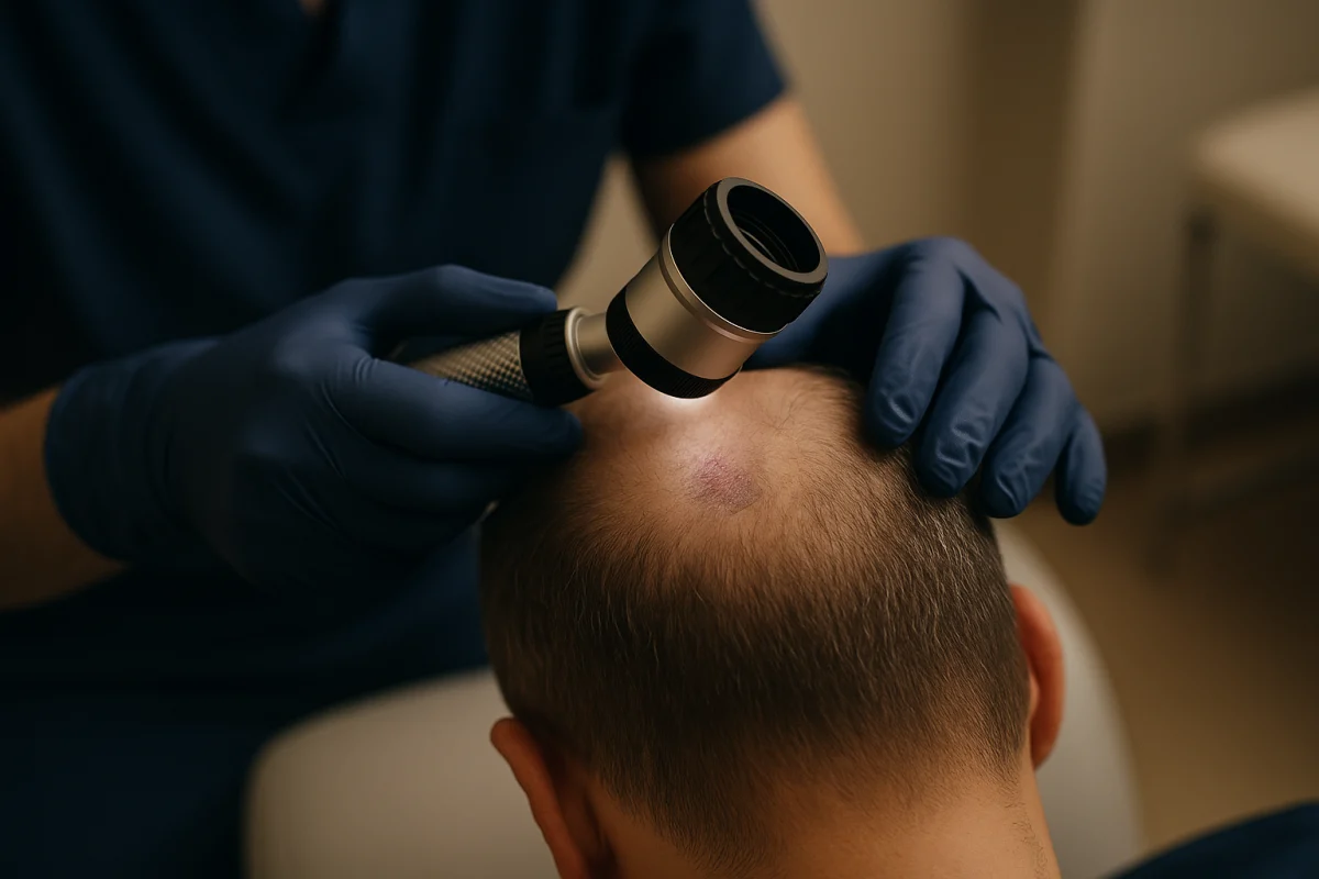 Clinical scalp assessment before hair transplant