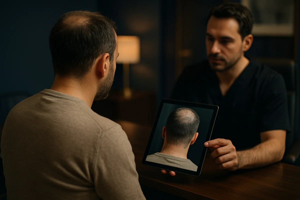 Hair transplant donor area consultation